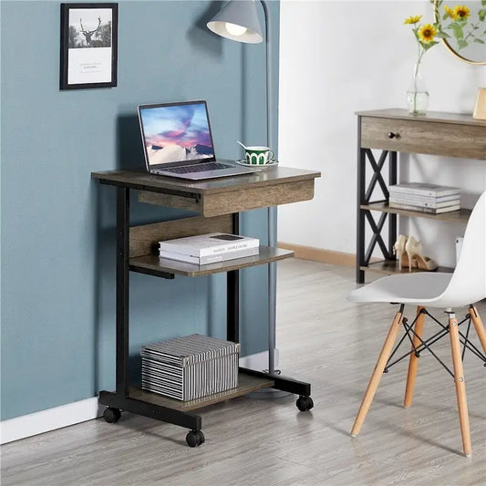 Bureau d'ordinateur roulant Yaheetech avec tiroir et étagère