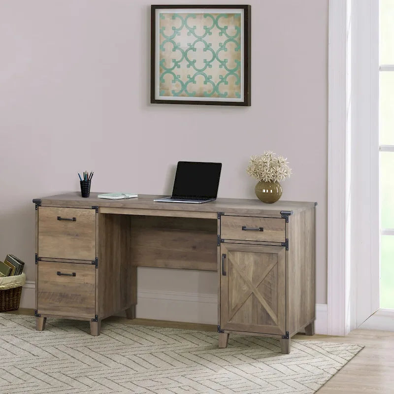 Bureau de direction Oxford Farmhouse en chêne rustique