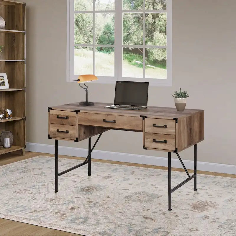 Saint Birch Cambridge Bureau d'écriture de style champêtre moderne à 5 tiroirs de 119 cm