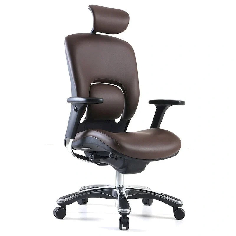 Fauteuil de bureau de direction en cuir véritable GM Seating Ergolux avec support lombaire