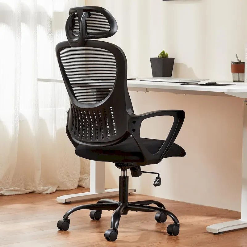 Chaise de bureau ergonomique, Chaise de bureau à dossier haut avec appui-tête, Chaise d'ordinateur pivotante en maille pour bureau à domicile Chaises de bureau