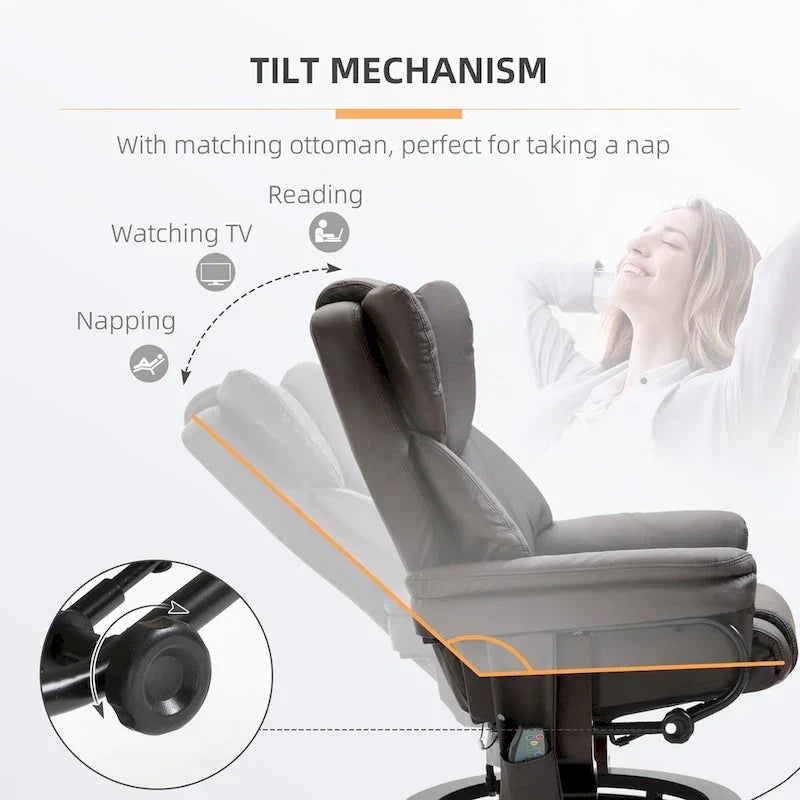 Fauteuil de massage inclinable HOMCOM avec pouf repose-pieds