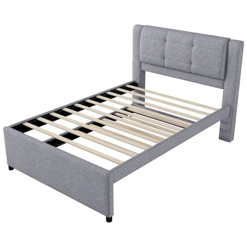 Lit plateforme tapissé Merax de taille standard avec lit gigogne