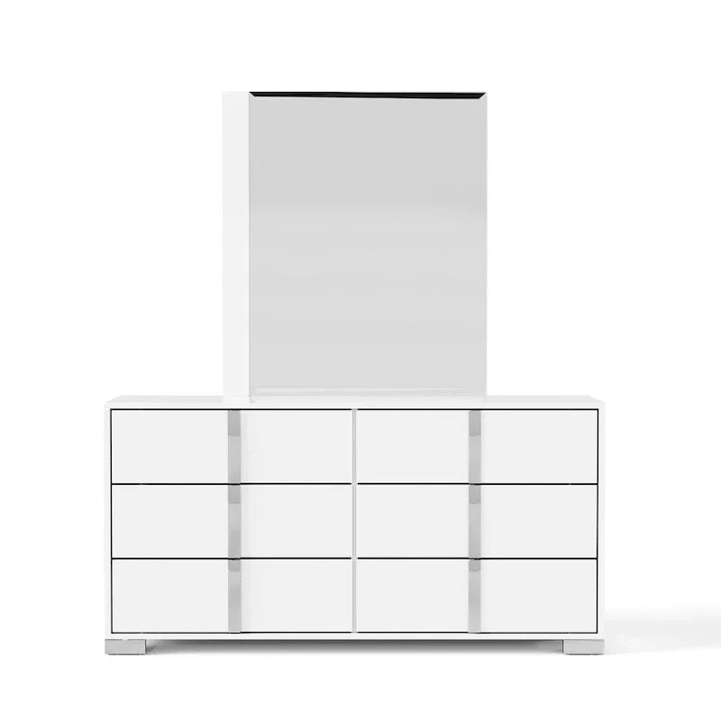 Ensemble commode et miroir 2 pièces 6 tiroirs Erina moderne et lustré de Furniture of America