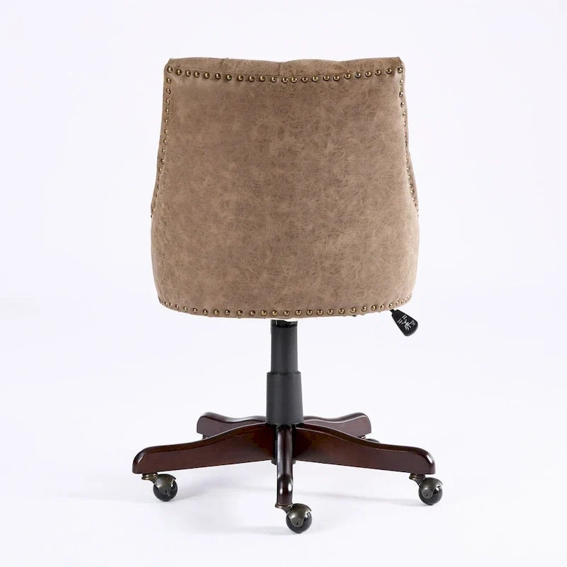Fauteuil de bureau à domicile en tissu à motif peau de mouton de style rétro médiéval avec fonctions de levage, de pivotement et d'inclinaison