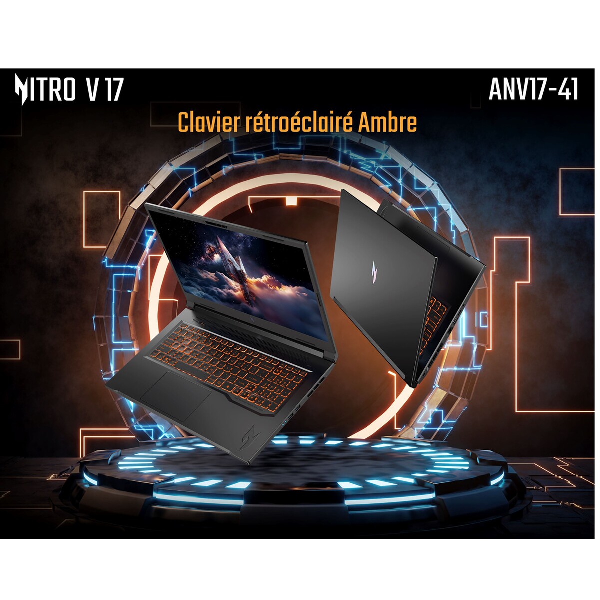 PC portable Acer gaming Nitro V 17 AI ANV17-41-R76N 17,3" LCD 144 Hz AMD Ryzen™ 7 16 Go RAM 1 To SSD Nvidia GeForce RTX 5070 Noir