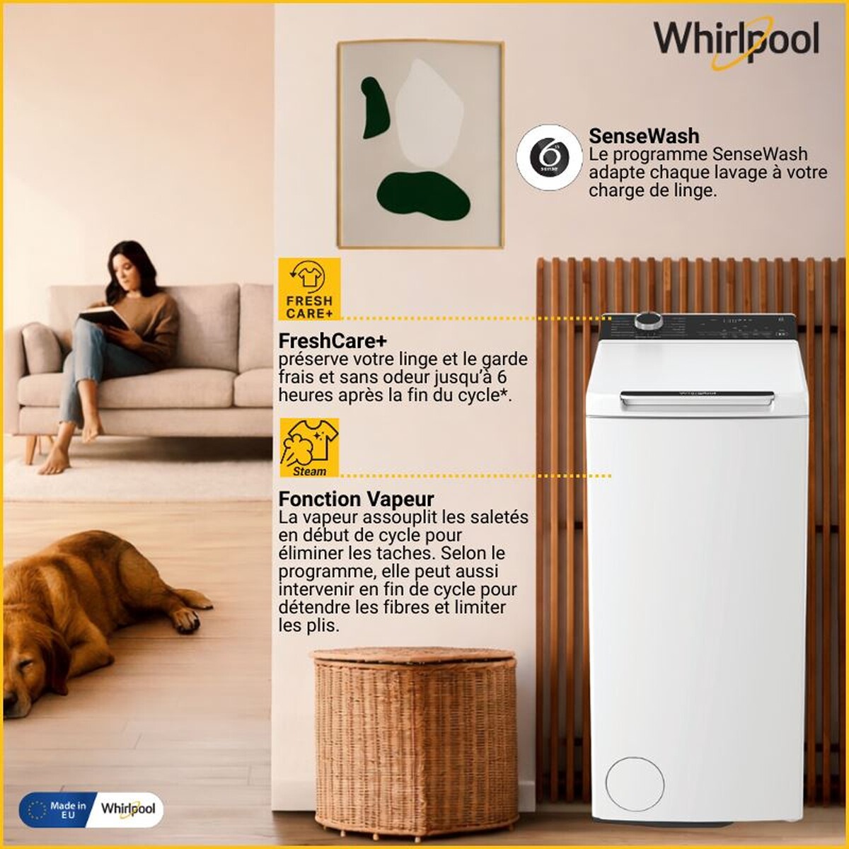 Lave-linge top Whirlpool TWB621SENSEWASHFR