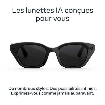 Lunettes connectées IA Meta Capri Noir classique Verres Transitions® gris