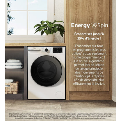 Lave-linge hublot Beko BM3WFT410451C Energy Spin