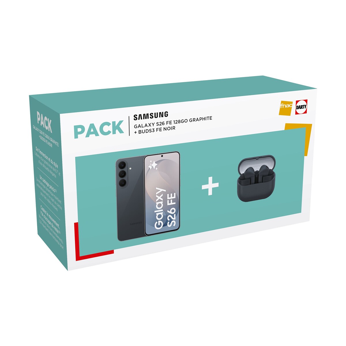 Smartphone Samsung Galaxy S26 FE 6,7" 5G Double Nano SIM 128 Go Graphite + Écouteurs Buds3 FE Noir