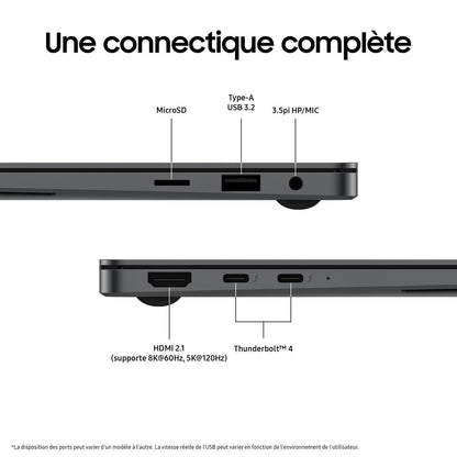 PC portable Samsung Galaxy Book 5 Pro 14" AMOLED WQXGA 120 Hz Ecran tactile Copilot+ PC Intel® Core™ Ultra AI 5 16 Go RAM 512 Go SSD Gris Anthracite