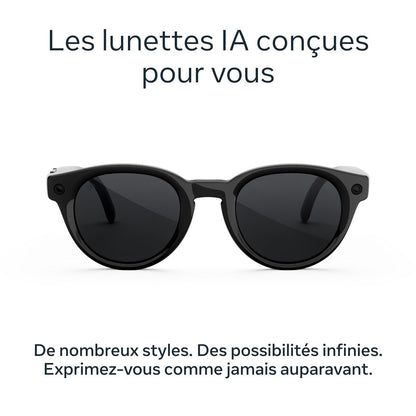 Lunettes connectées IA Meta Nova Standard Noir Verres polarisés gris