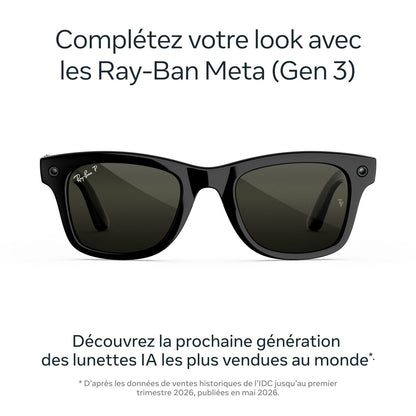Lunettes connectées IA Meta Ray-Ban (Gen 3) Wayfarer Grande Noir brillant Verres polarisés verts