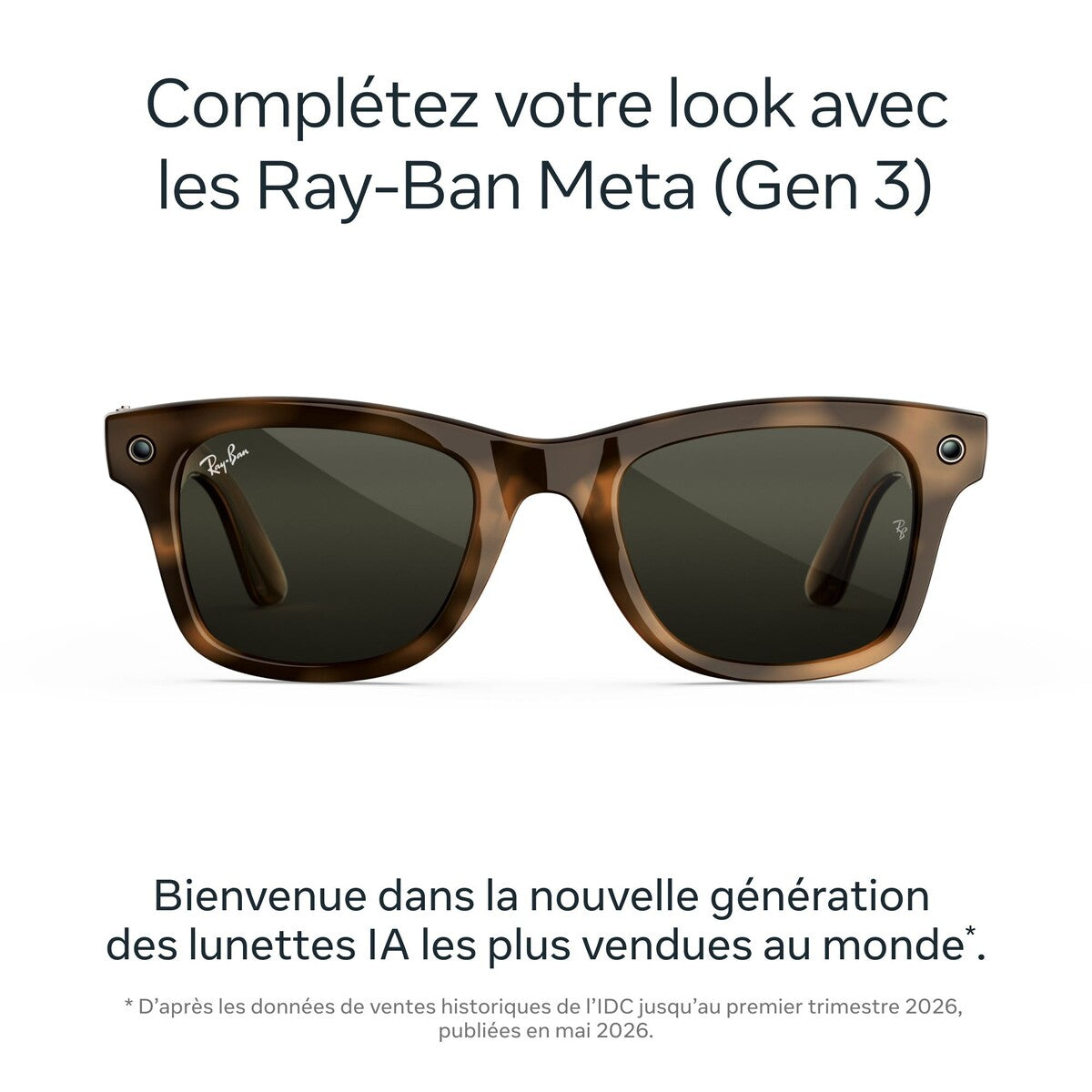 Lunettes connectées IA Meta Ray-Ban (Gen 3) Wayfarer Havana Verres verts