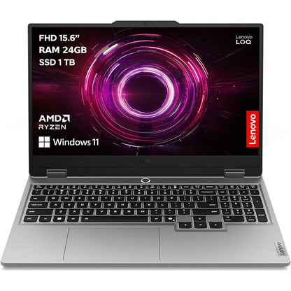 PC portable Lenovo gaming LOQ 15AHP10 15.6" FHD 144 GHz AMD Ryzen™ 7 24 Go RAM 1 To SSD Nvidia GeForce RTX™ 5060 Gris